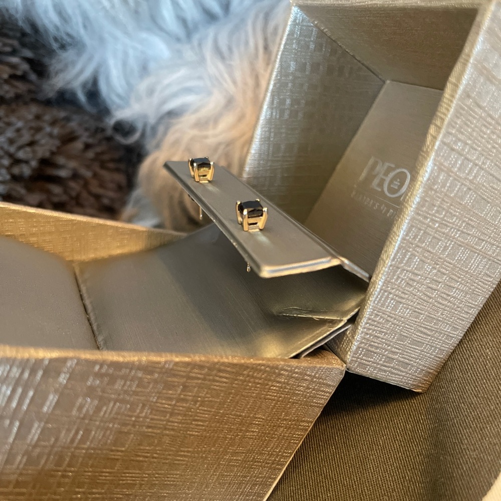 14k Black Diamond Solitaire Earrings - Picture 8 of 15